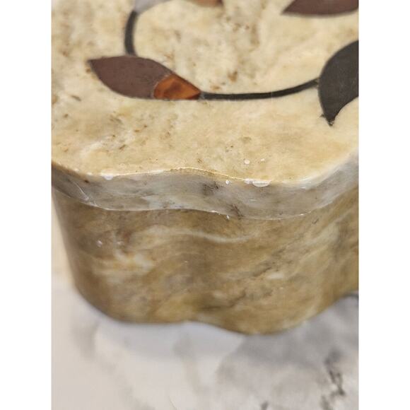 Vintage Trinket Box Hand Carved Stone Mother of Pearl FETCO Made in India - Picture 7 of 15